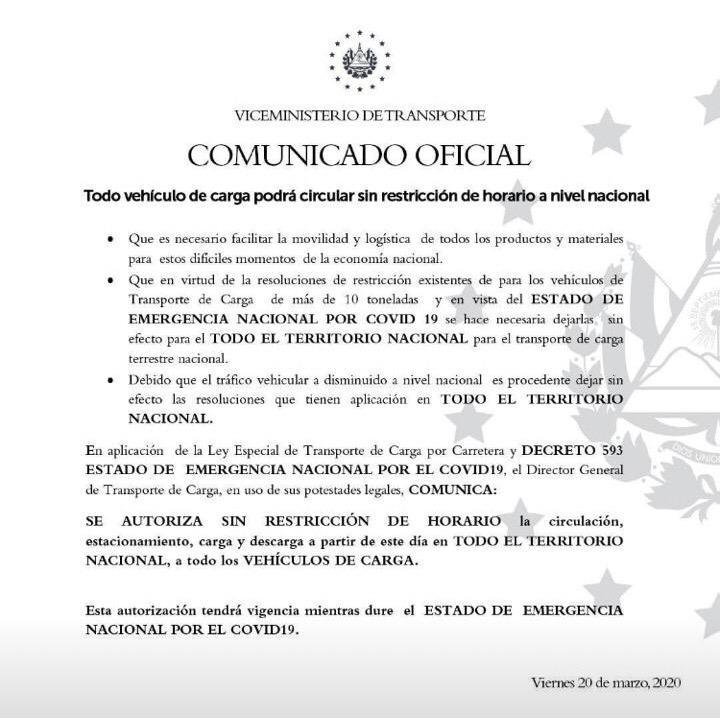 Protocolo para la movilidad y logística de las mercancías ante la pandemia COVID-19